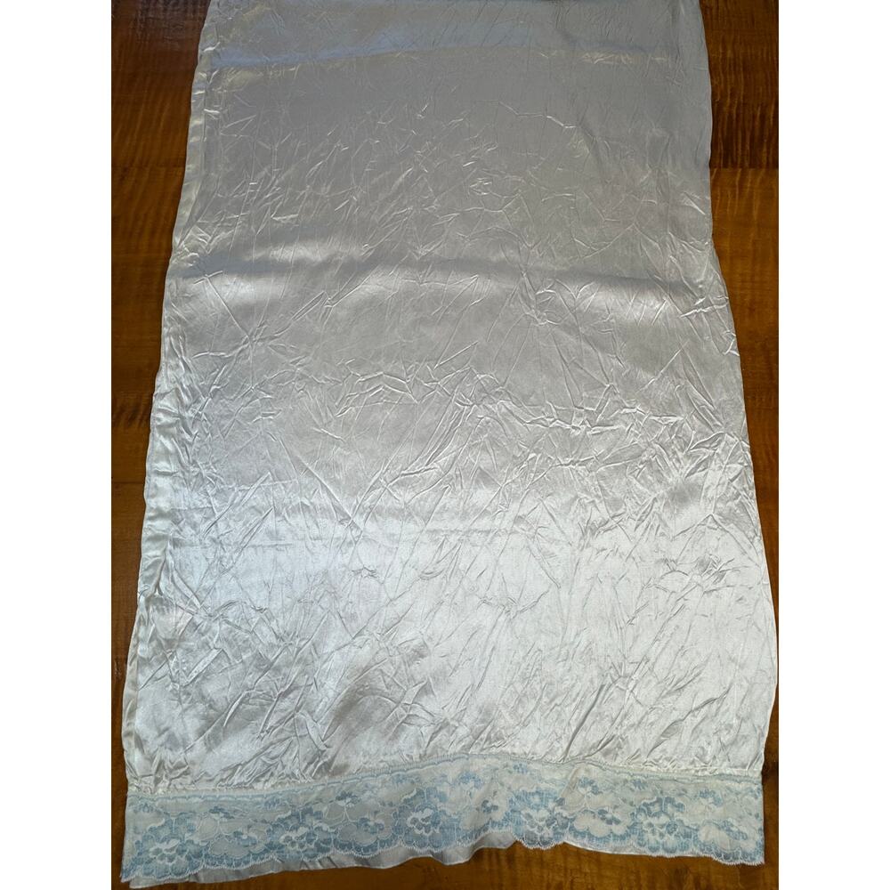 Vintage Handmade Satin KING Pillowcase Dainty Lace Border 36"x20"